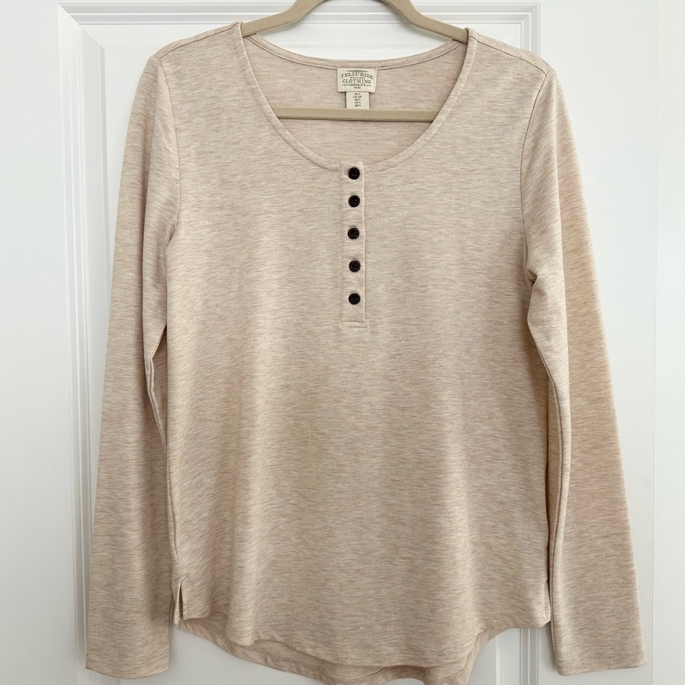 Telluride Clothing Company Super Soft Oatmeal/ Beige Long Sleeve Henley Top